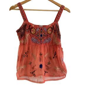 MOYNA Top Women’s Baby Doll Style Coral Ground XS